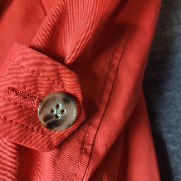 Theory Trench Coat Womens Size P Petite Double Breasted Orange Jacket - Picture 8 of 14
